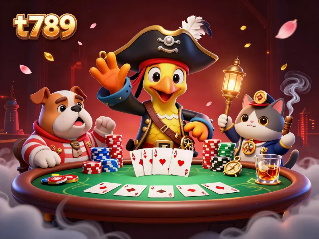 Experience exciting gameplay at t 789 with a dynamic casino scene featuring adventurous characters and vibrant gambling elements.