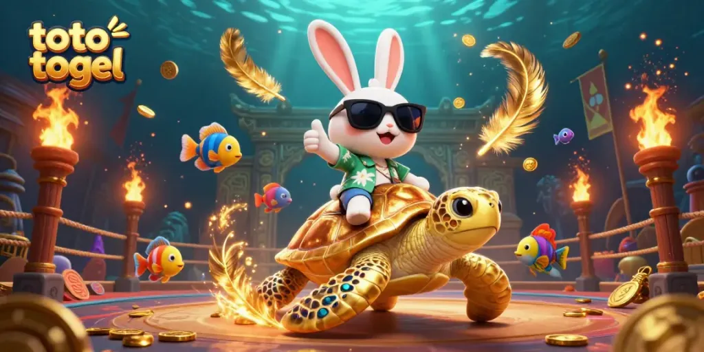 Immerse yourself in the vibrant world of toto togel with a 3D lucky rabbit and golden sea turtle adventure.