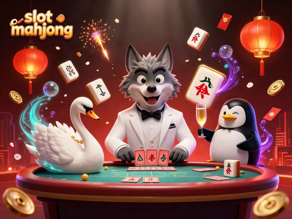 Permainan slot mahjong dengan karakter kartun menggembirakan dan elemen kasino menarik.