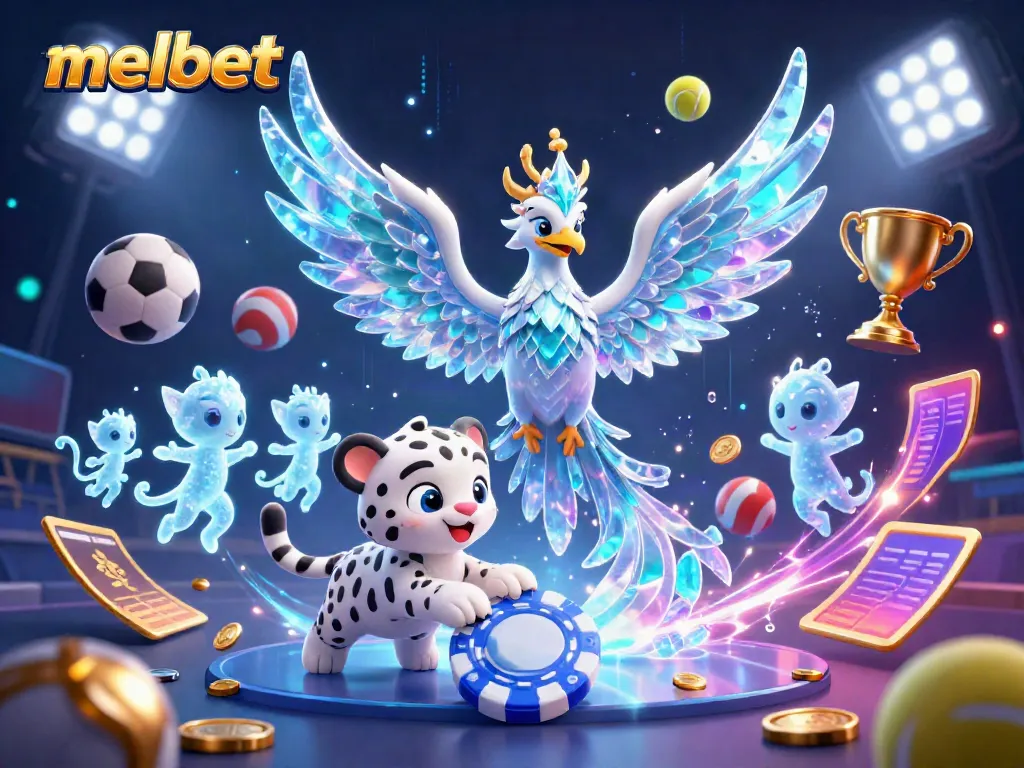 Engage with melbet through an exciting illustration of a phoenix, sports, and casino elements.