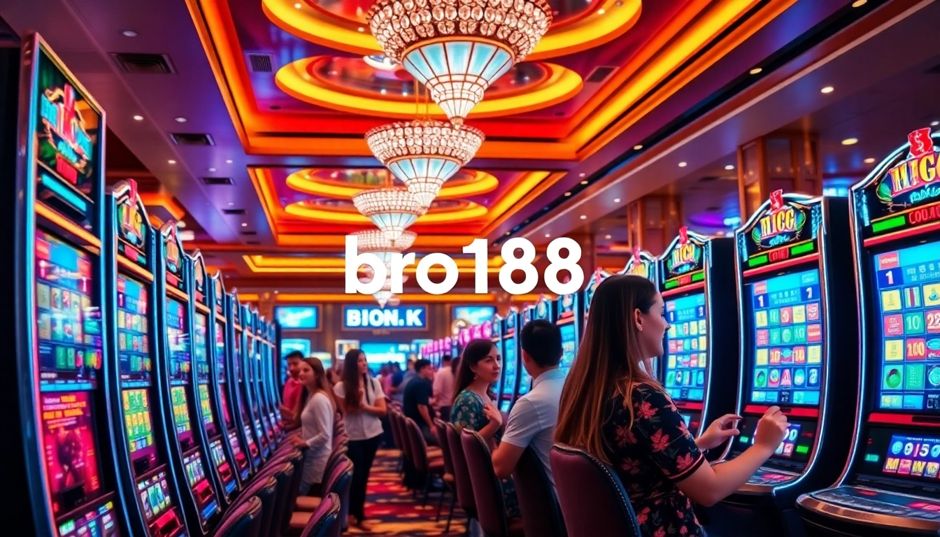 Experience the excitement of winning with bro138 login on vibrant slot machines in a luxurious casino setting.