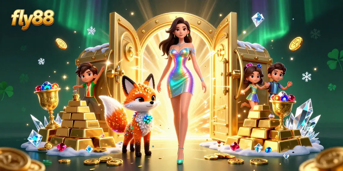 Experience thrilling wins at fly88 with a dazzling casino-inspired 3D illustration featuring vibrant jewels and gold.