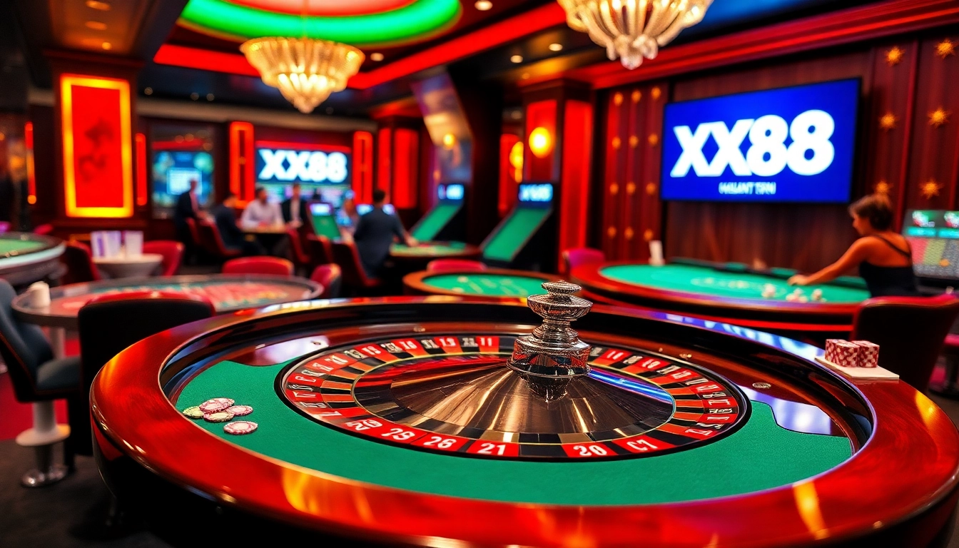 Roulette table filled with action and excitement at https://xx88.nl/, featuring vibrant colors and professional ambiance.