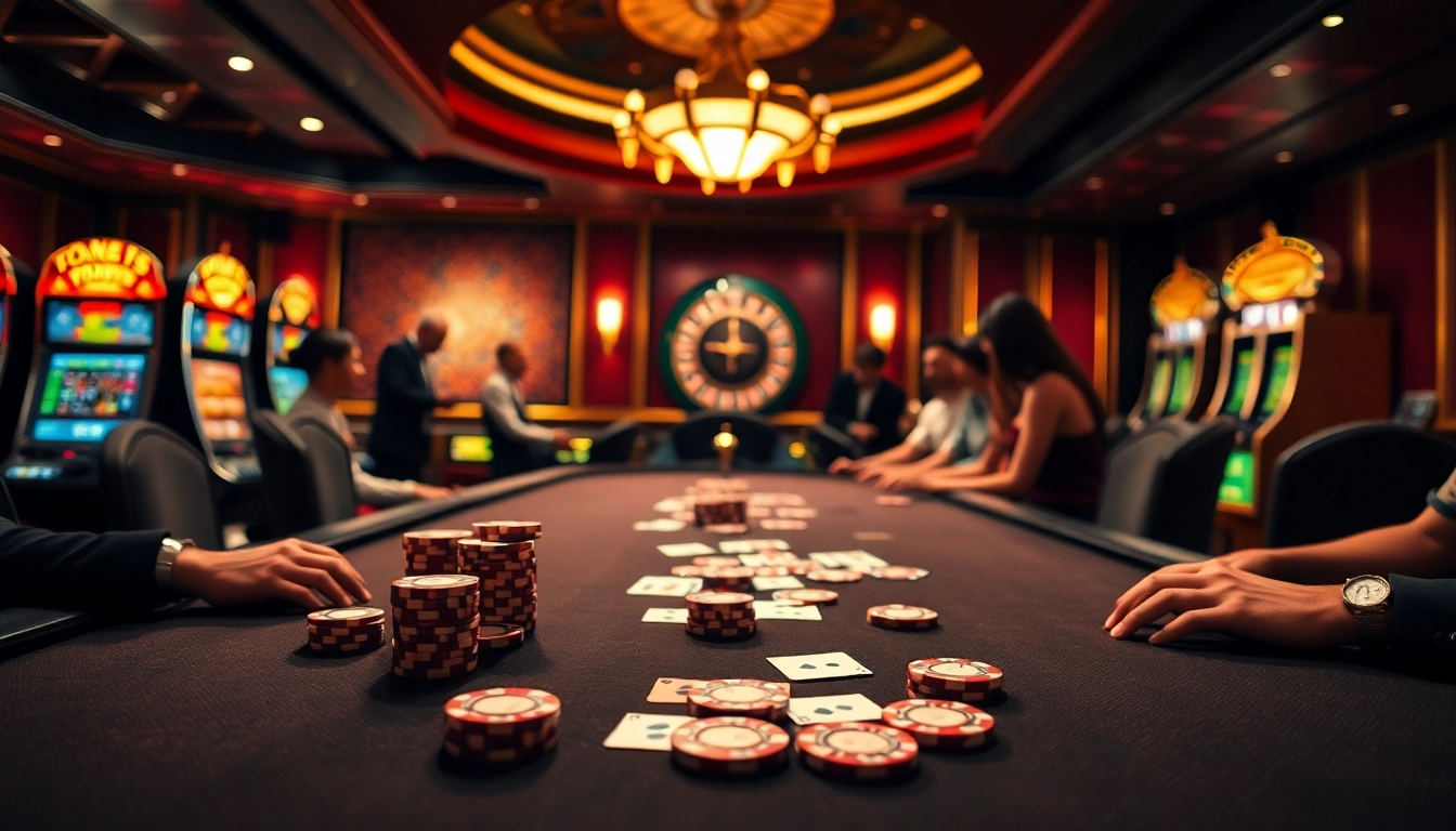 Experience luxury gaming at LU88 with vibrant poker tables and spinning roulette wheels.