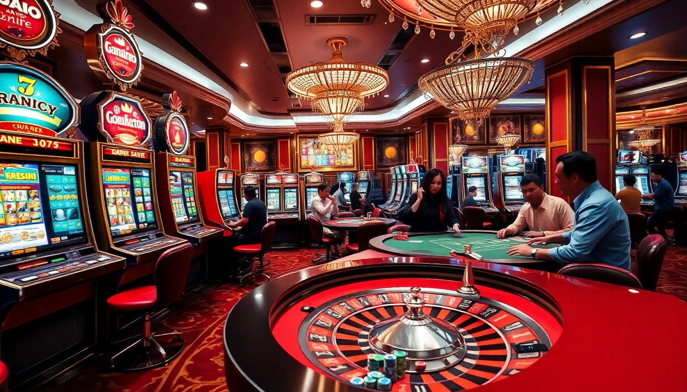 Players celebrating wins on pahala4d slot machines in a luxurious casino atmosphere.