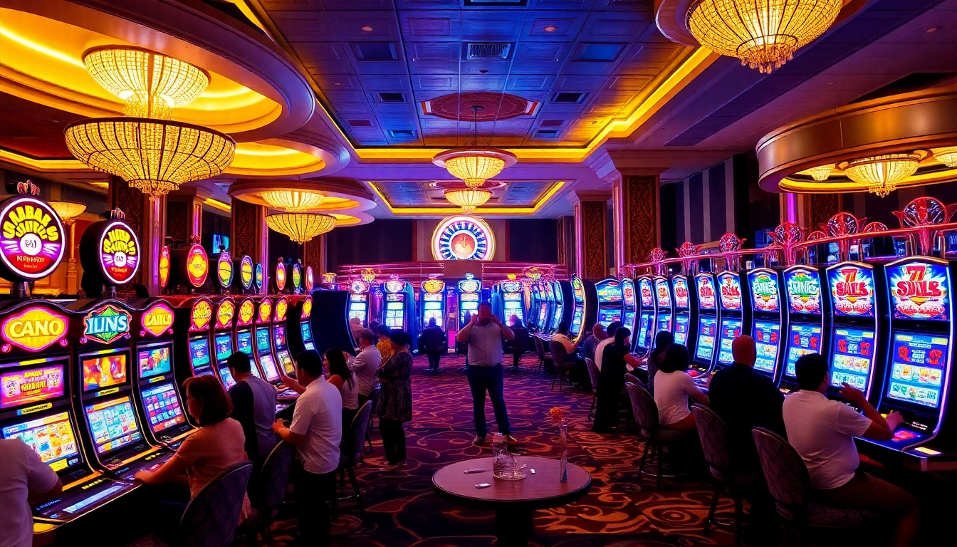Players enjoying thrilling slot games in a vibrant casino atmosphere.
