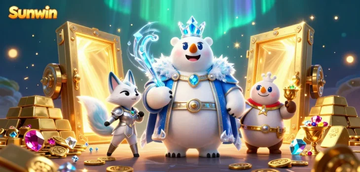 Join Sunwin's treasure hunt in this vibrant and dynamic casino-themed scene!