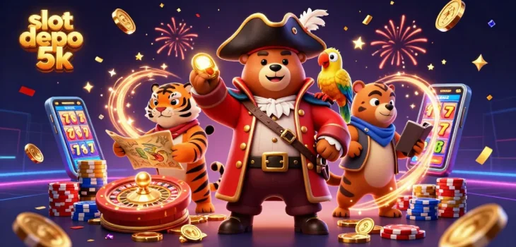 Spin the reels for jackpot wins at slot depo 5k with animated casino characters and coins